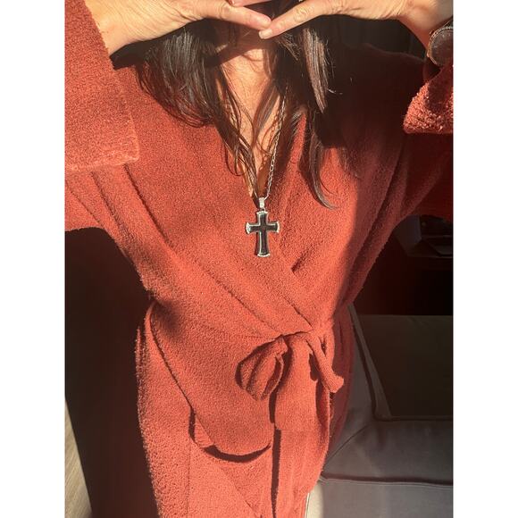 Tattoo of You Mirror+Diamond Cross Pendant Men's Necklace - Picture 6 of 9